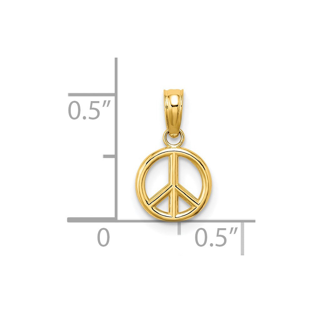 14K Gelbgold 3-d Frieden Symbol Charm