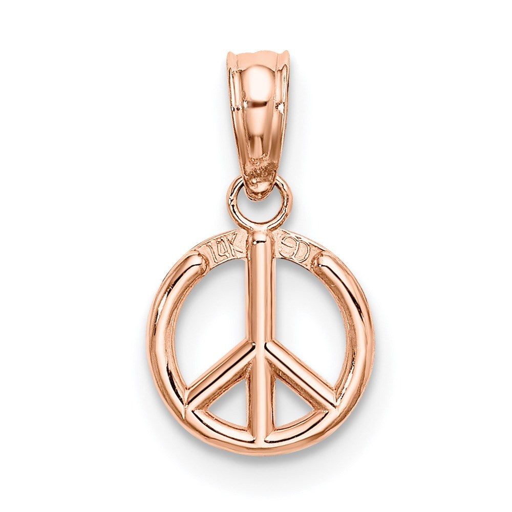 14K Roségold 3-d Frieden Symbol Charm