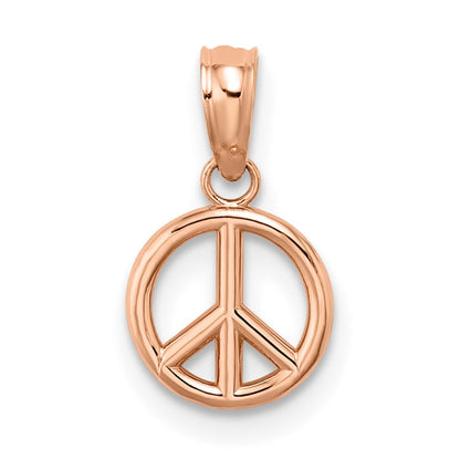 14K Roségold 3-d Frieden Symbol Charm