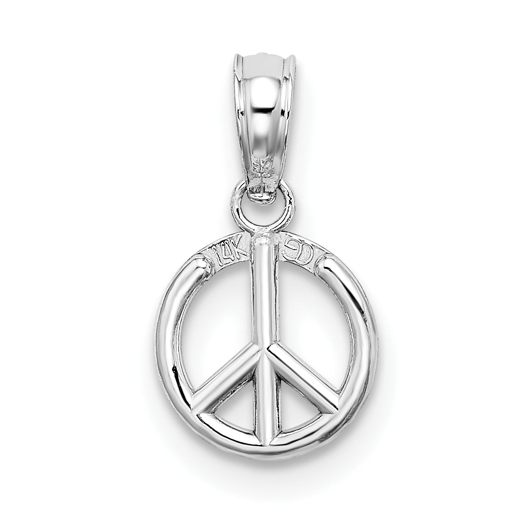 14K Weißgold 3-d Frieden Symbol Charm