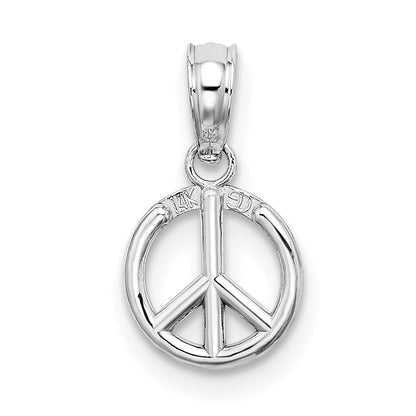 14K Weißgold 3-d Frieden Symbol Charm