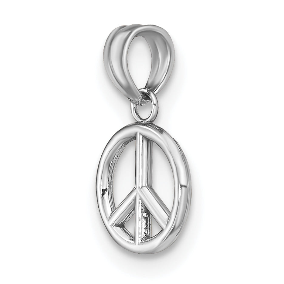 14K Weißgold 3-d Frieden Symbol Charm