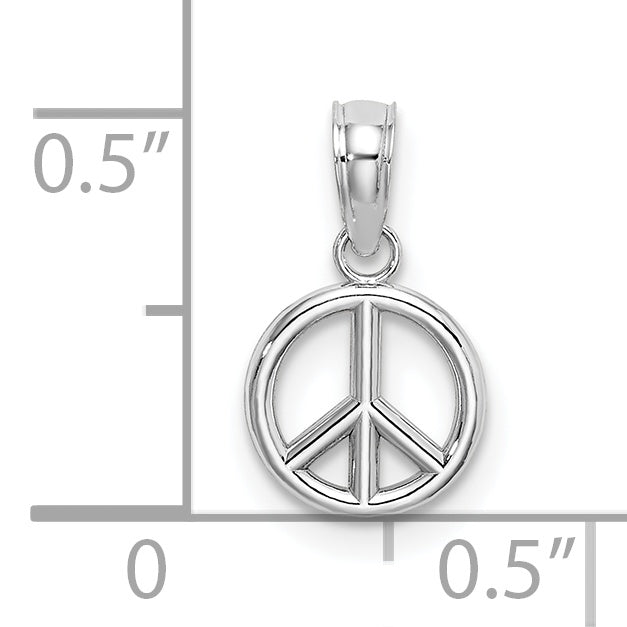 14K Weißgold 3-d Frieden Symbol Charm