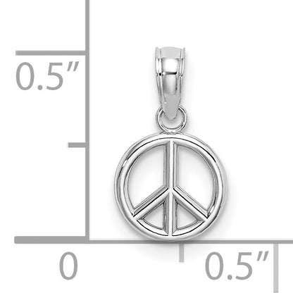 14K Weißgold 3-d Frieden Symbol Charm