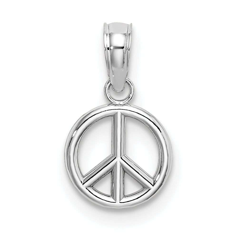 14K Weißgold 3-d Frieden Symbol Charm