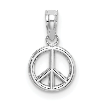 14K Weißgold 3-d Frieden Symbol Charm