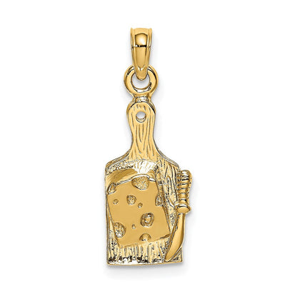 14 Karat Gelbgold Käsebrett-Charm mit Messer