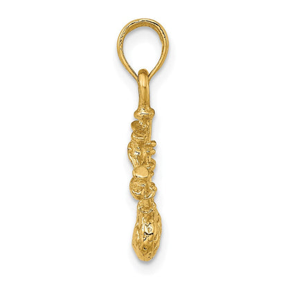 14K Gelbgold 3D-Dudelsack-Charm