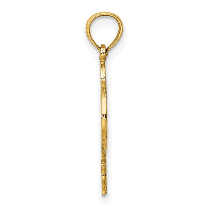 14K Gelbgold Flach und Poliert Delfin Charm