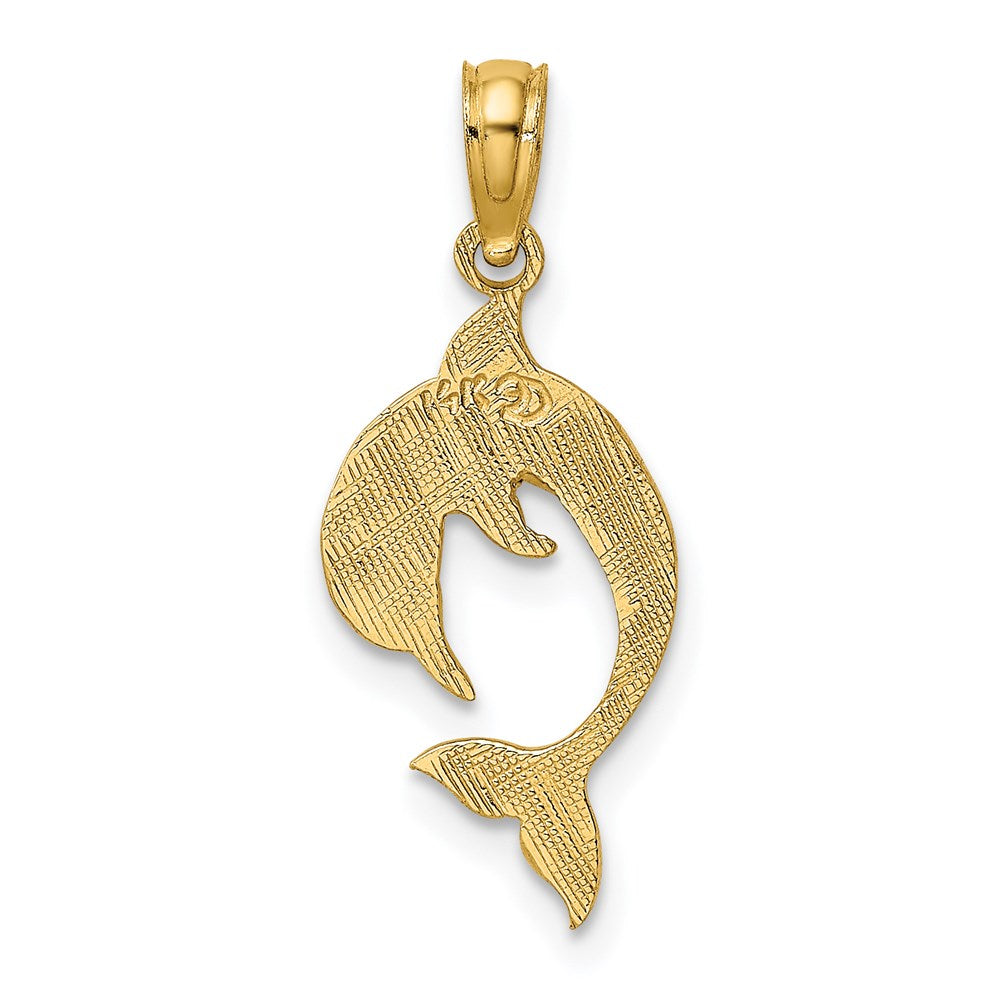 14K Gelbgold Flach und Poliert Delfin Charm