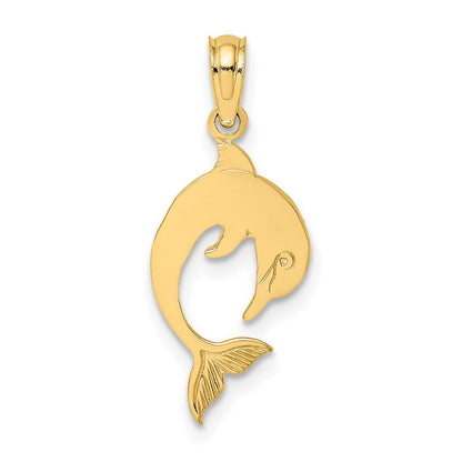 14K Gelbgold Flach und Poliert Delfin Charm