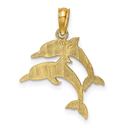 14K Gelbgold Doppelt Dolphins Charm