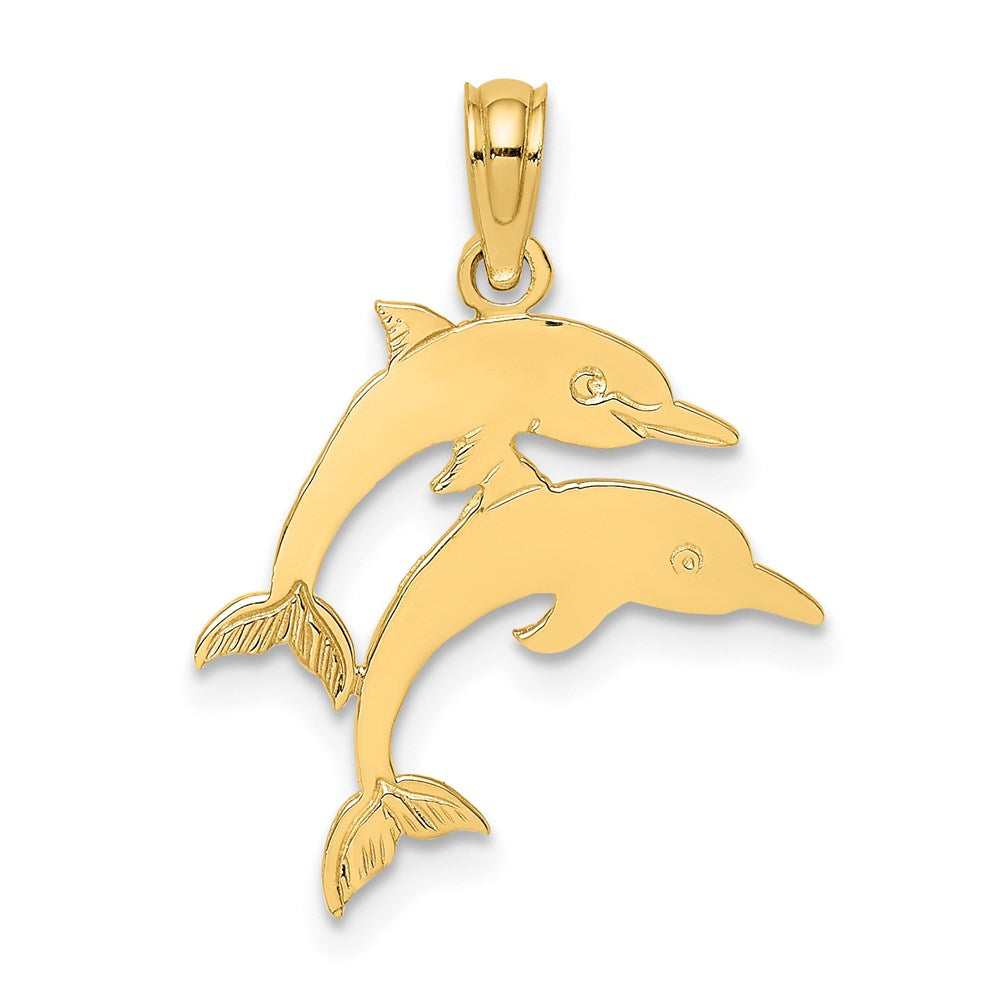 14K Gelbgold Doppelt Dolphins Charm
