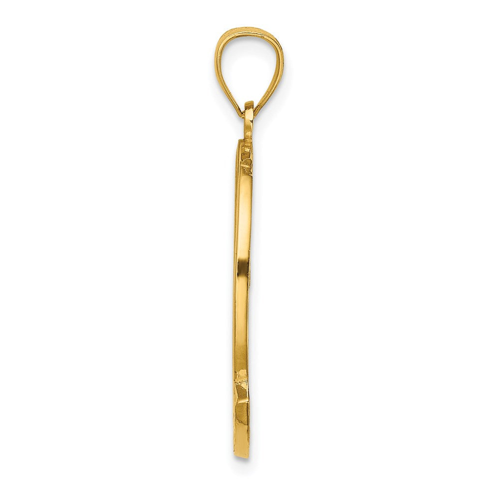 14 Karat Gelbgold Charm „PUERTO RICO" mit Delfin-Sonnenuntergangsszene
