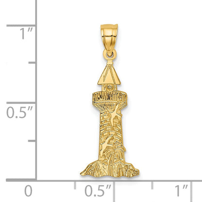 14K Gelbgold Leuchtturm mit Seagulls Charm