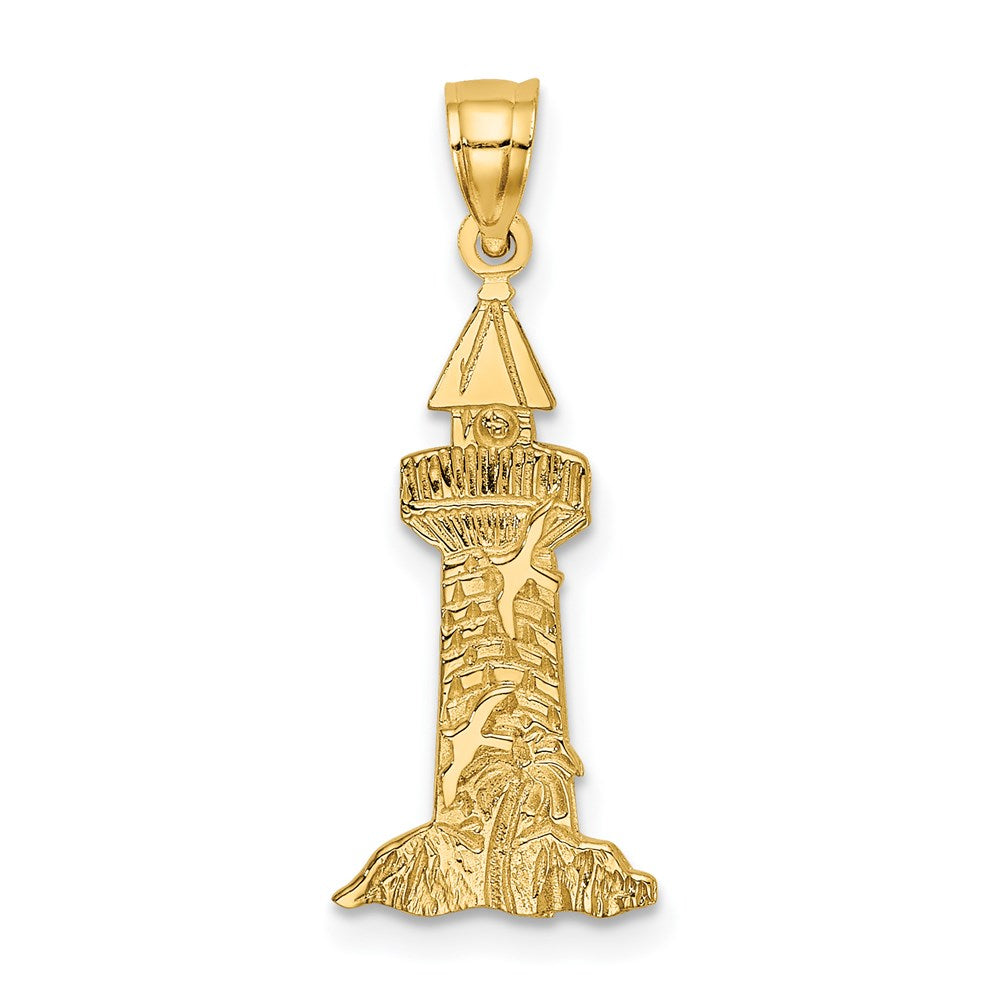 14K Gelbgold Leuchtturm mit Seagulls Charm