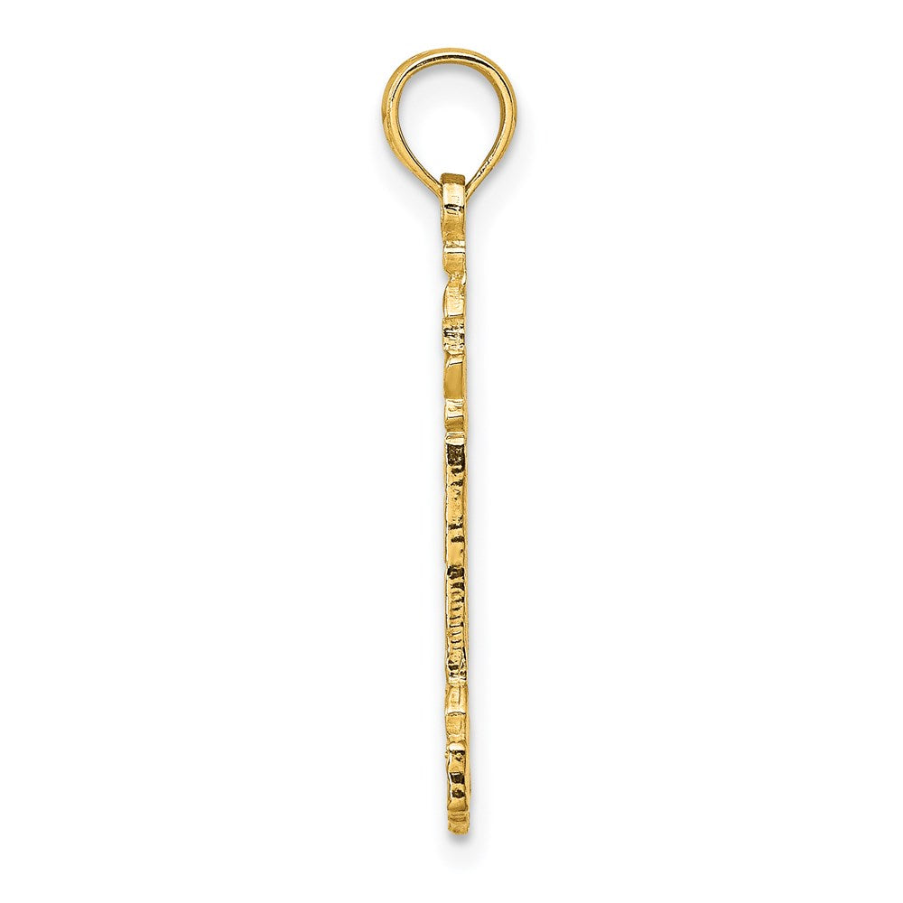 14K Gelbgold Flach und Strukturiert Leuchtturm Charm
