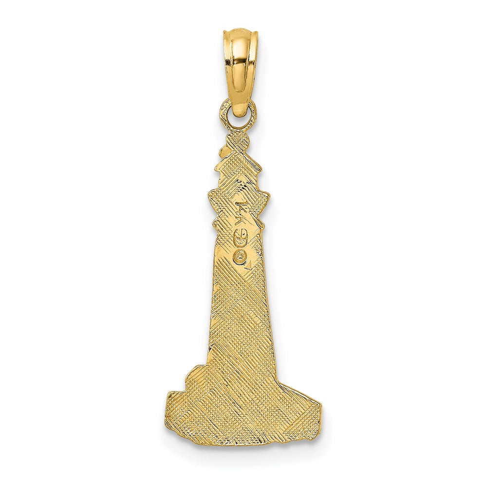 14K Gelbgold Flach und Strukturiert Leuchtturm Charm