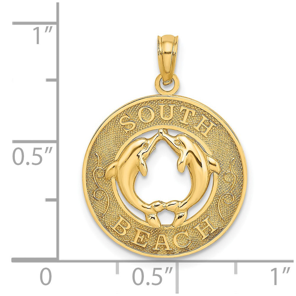 14K Gelbgold SOUTH BEACH Kreis-Charm mit Delfinen