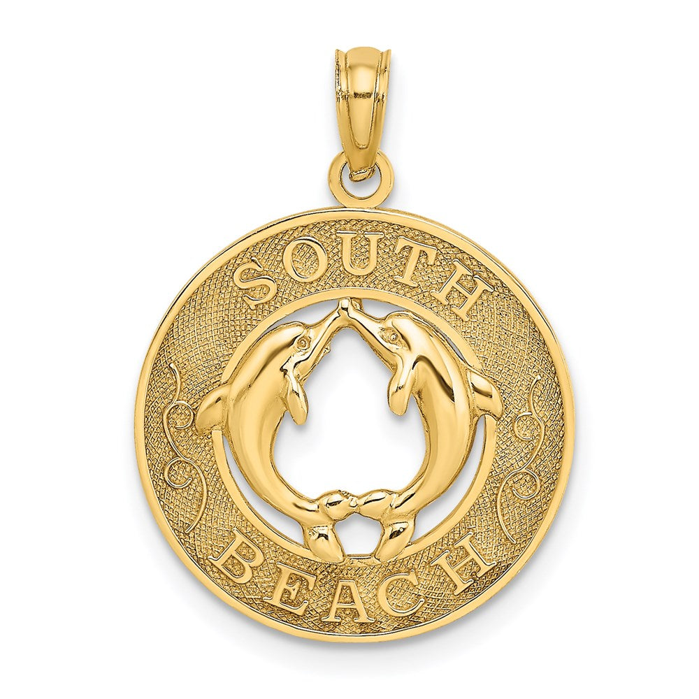 14K Gelbgold SOUTH BEACH Kreis-Charm mit Delfinen