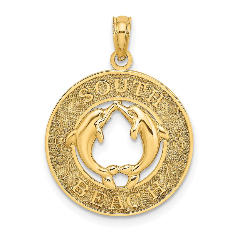 14K Gelbgold SOUTH BEACH Kreis-Charm mit Delfinen