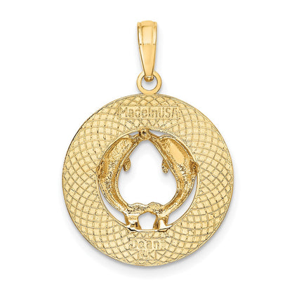 14K Gelbgold Nassau-Charm mit Delfin-Kreis