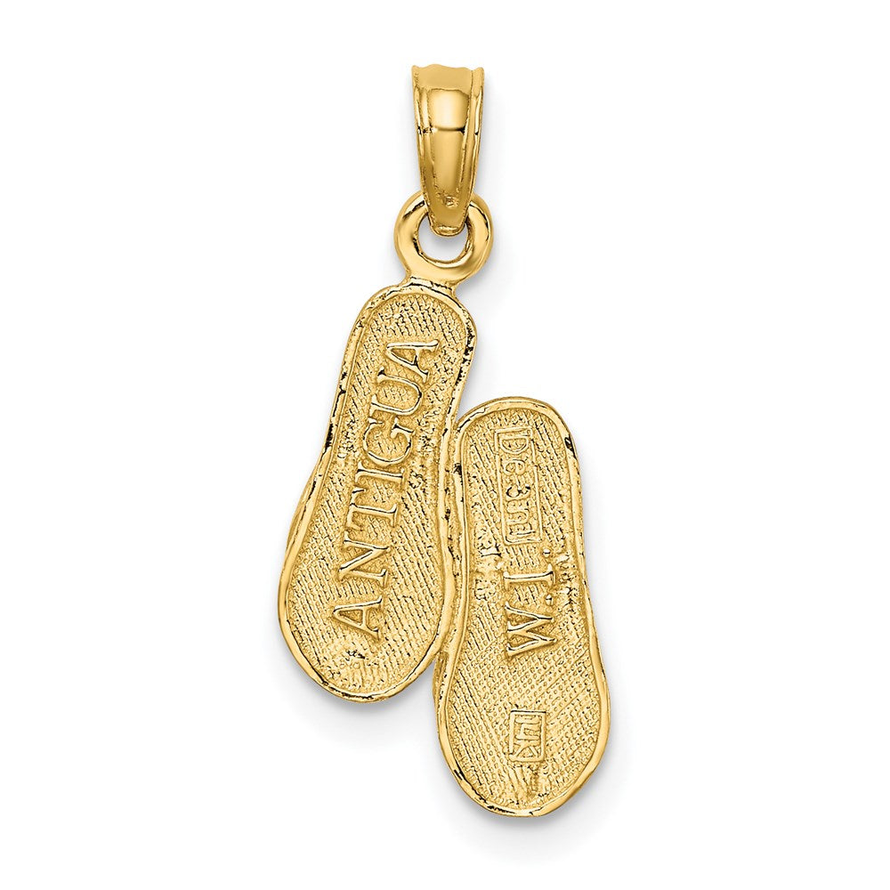 14K Gelbgold Antigua, W.i. Doppelt Flip-flop Charm