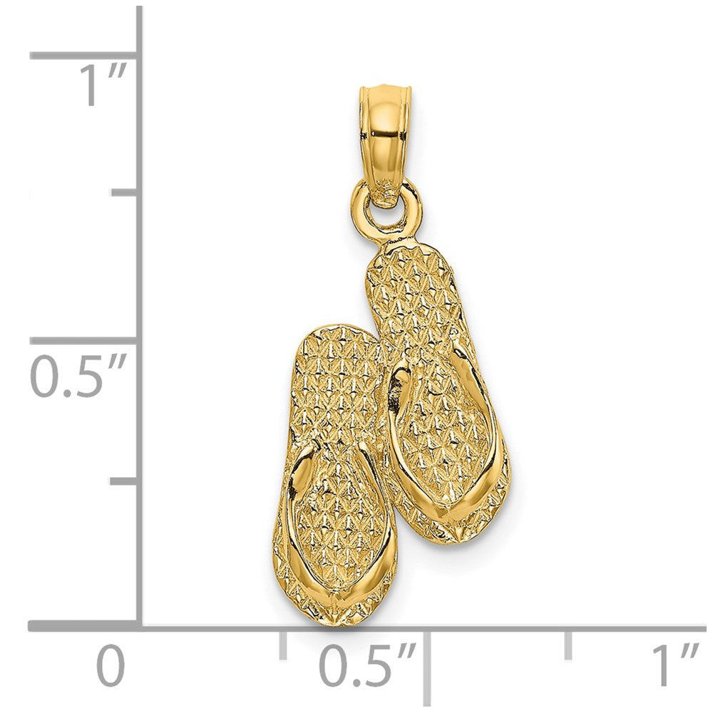 14K Gelbgold Antigua, W.i. Doppelt Flip-flop Charm
