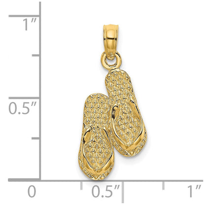14K Gelbgold Antigua, W.i. Doppelt Flip-flop Charm