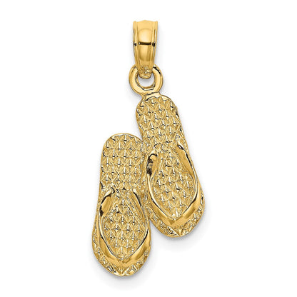 14K Gelbgold Antigua, W.i. Doppelt Flip-flop Charm