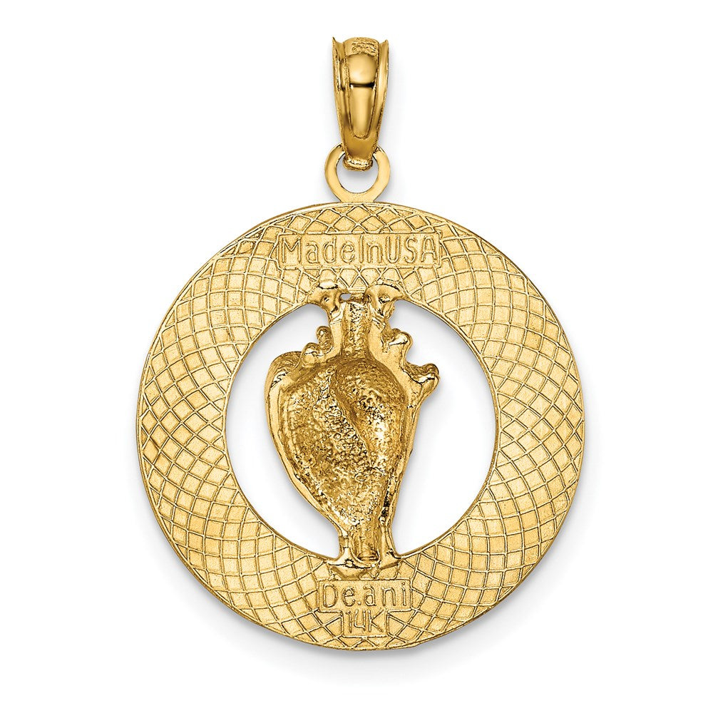 14K Gelbgold ANTIGUA W.I. Kreis mit Conch-Muschel-Charm