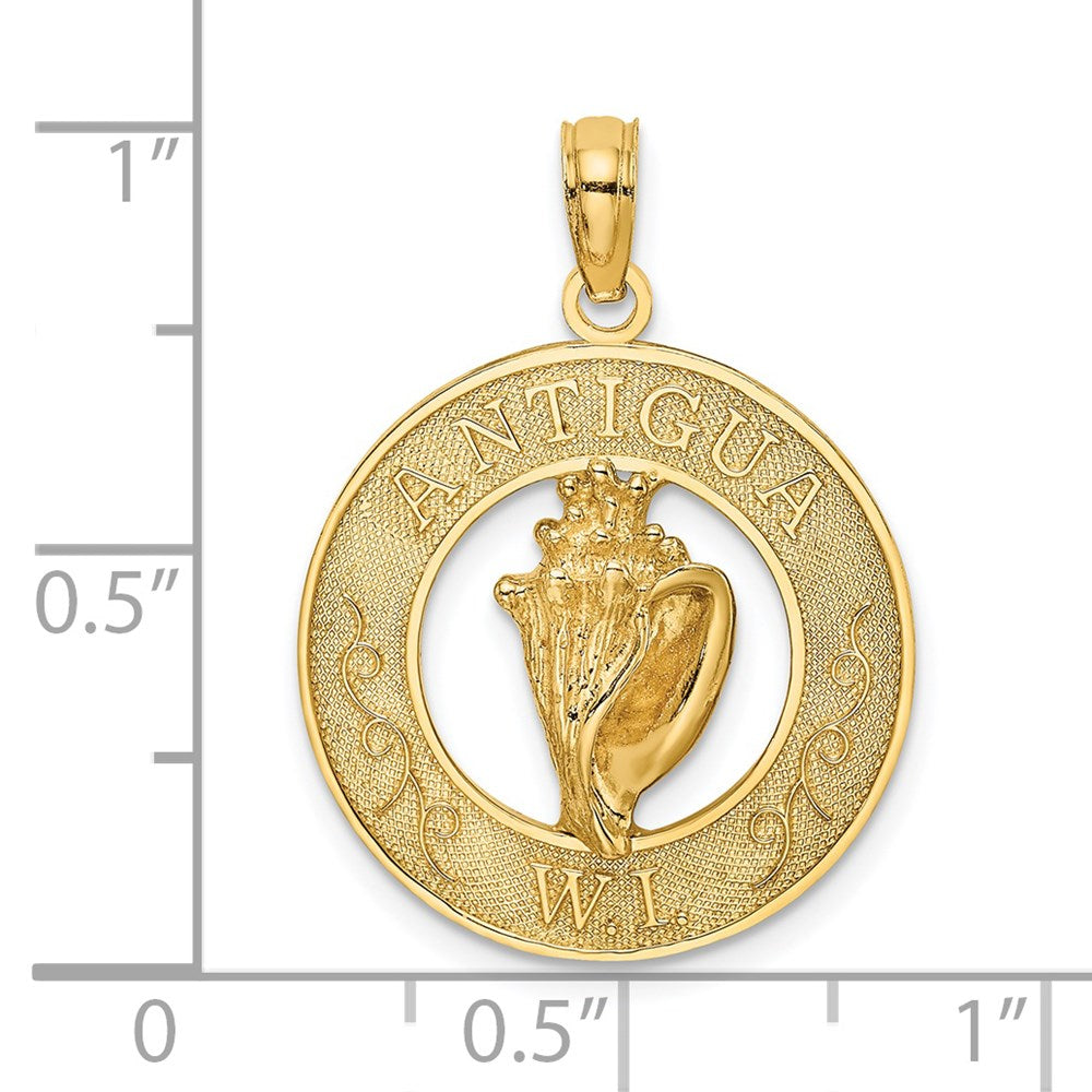 14K Gelbgold ANTIGUA W.I. Kreis mit Conch-Muschel-Charm