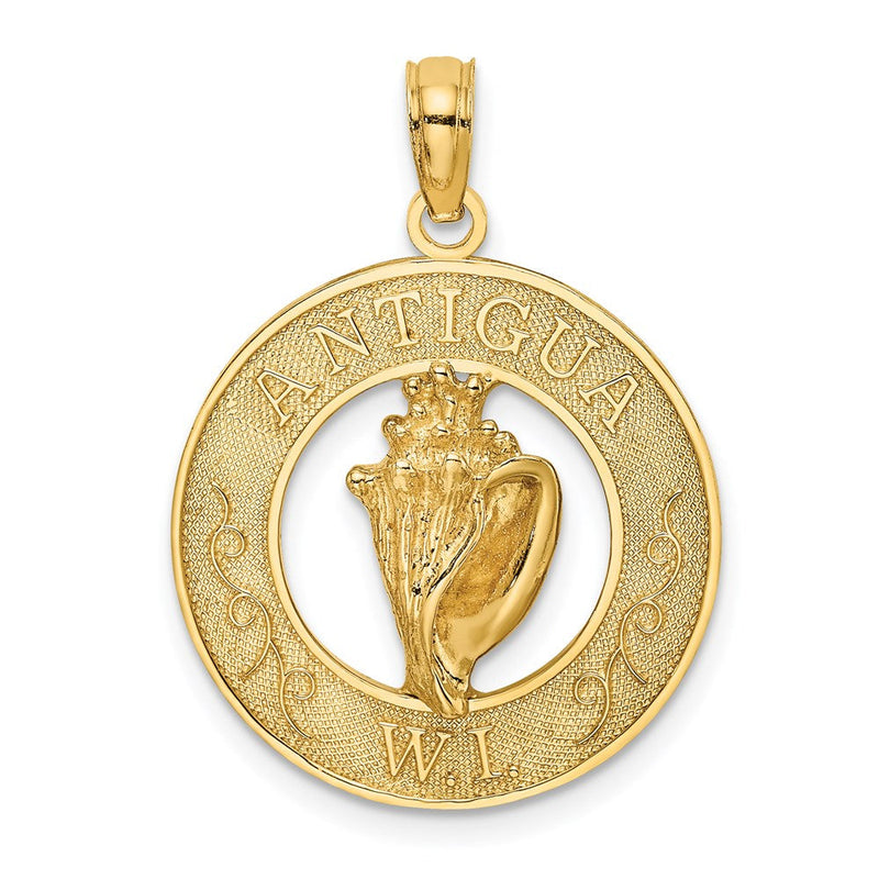 14K Gelbgold ANTIGUA W.I. Kreis mit Conch-Muschel-Charm
