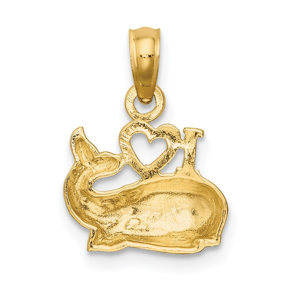 14K Gelbgold 2-d Poliert I Herz Wal Charm