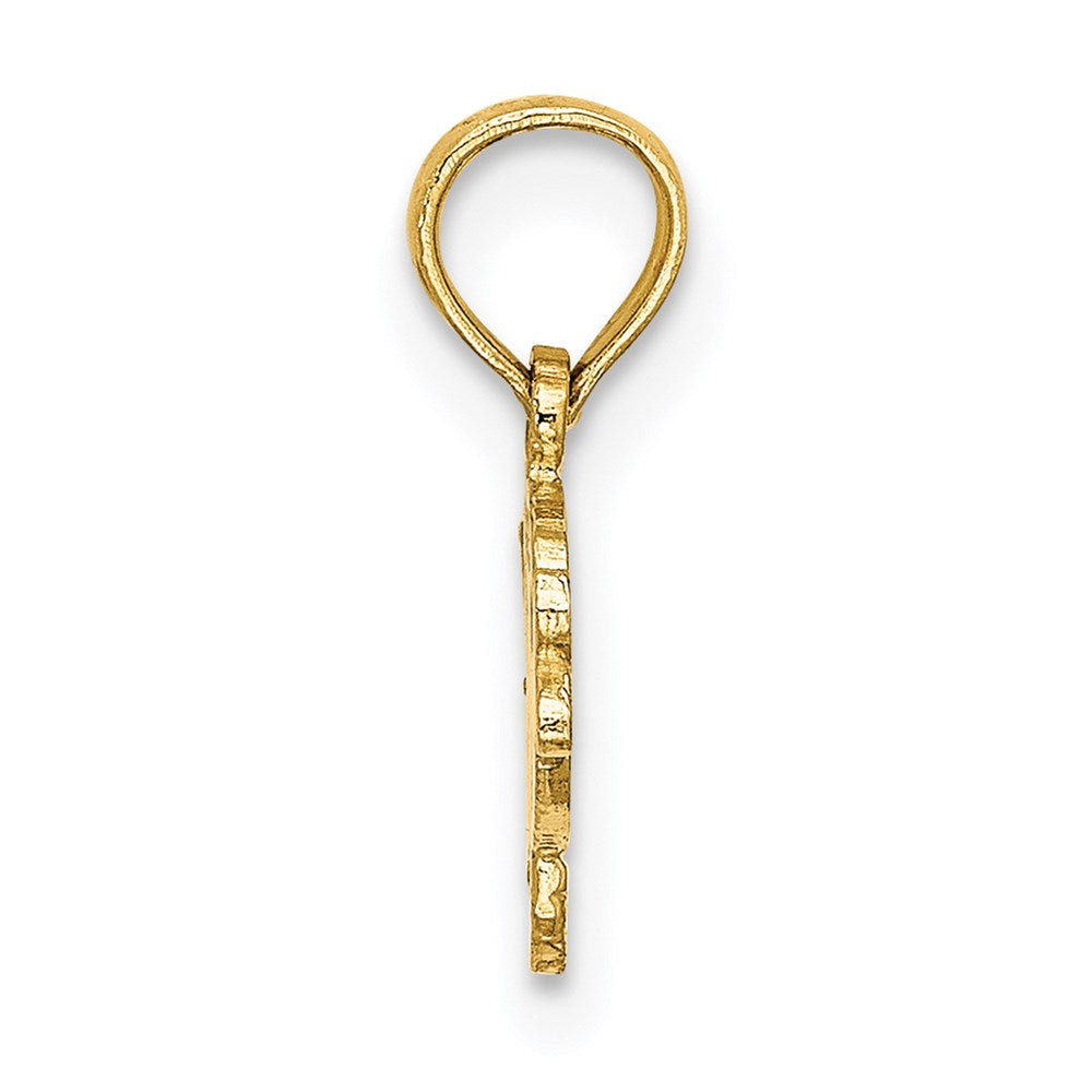 14K Gelbgold Flach Graviert Playful Fisch Charm