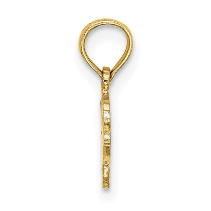 14K Gelbgold Flach Graviert Playful Fisch Charm