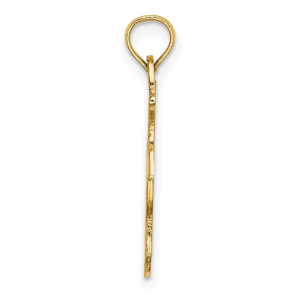 14K Gelbgold Poliert Anker und Kordel Charm