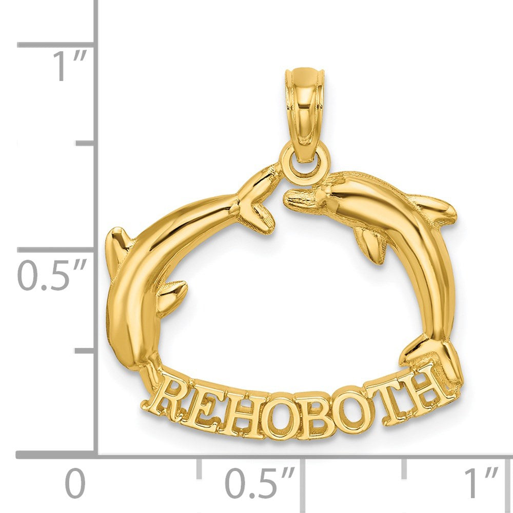 14K Gelbgold Poliert Rehoboth mit Springend Dolphins Charm