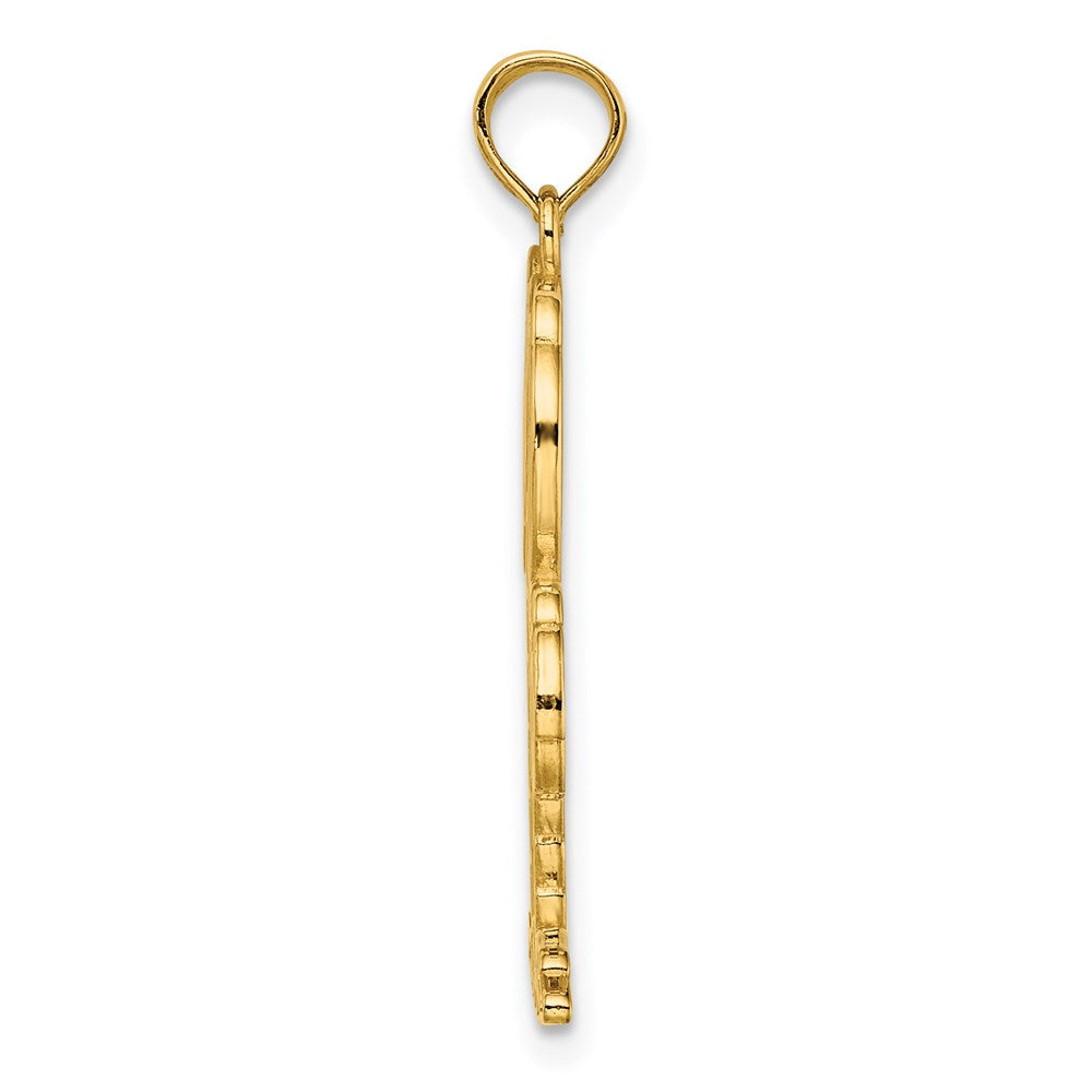 14K Gelbgold Charm mit 2-D strukturierten doppelten Palmen