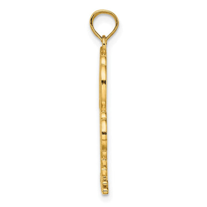 14K Gelbgold Charm mit 2-D strukturierten doppelten Palmen