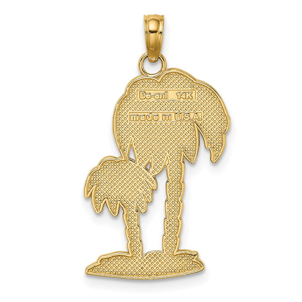 14K Gelbgold Charm mit 2-D strukturierten doppelten Palmen