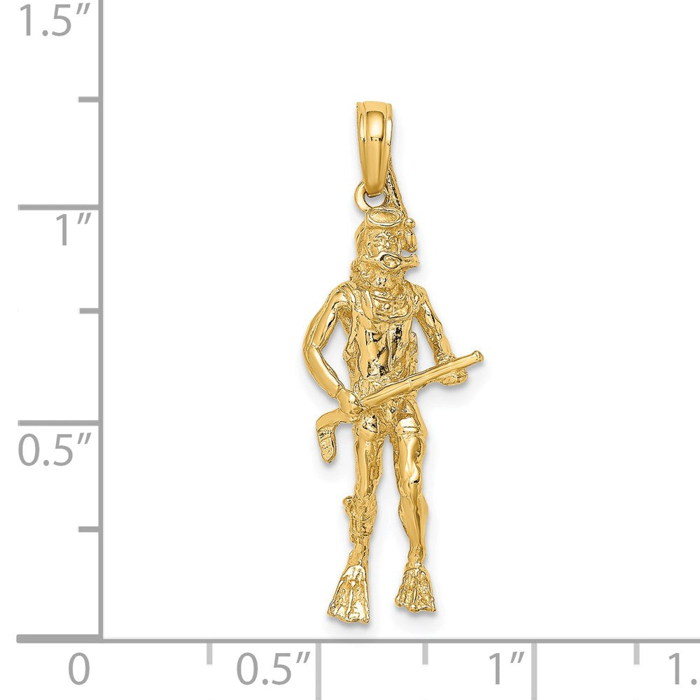 14K Gelbgold 3D-Taucher-Charm