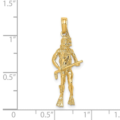 14K Gelbgold 3D-Taucher-Charm