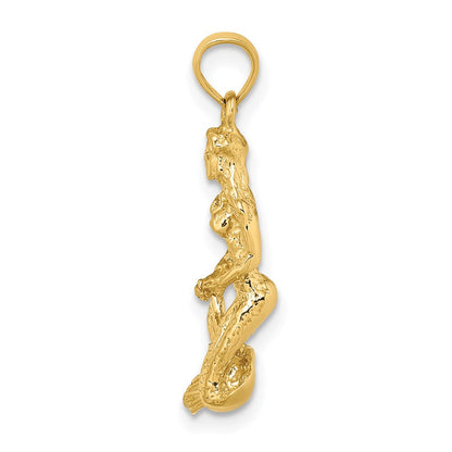 14K Gelbgold 3D-Meerjungfrau-Charm