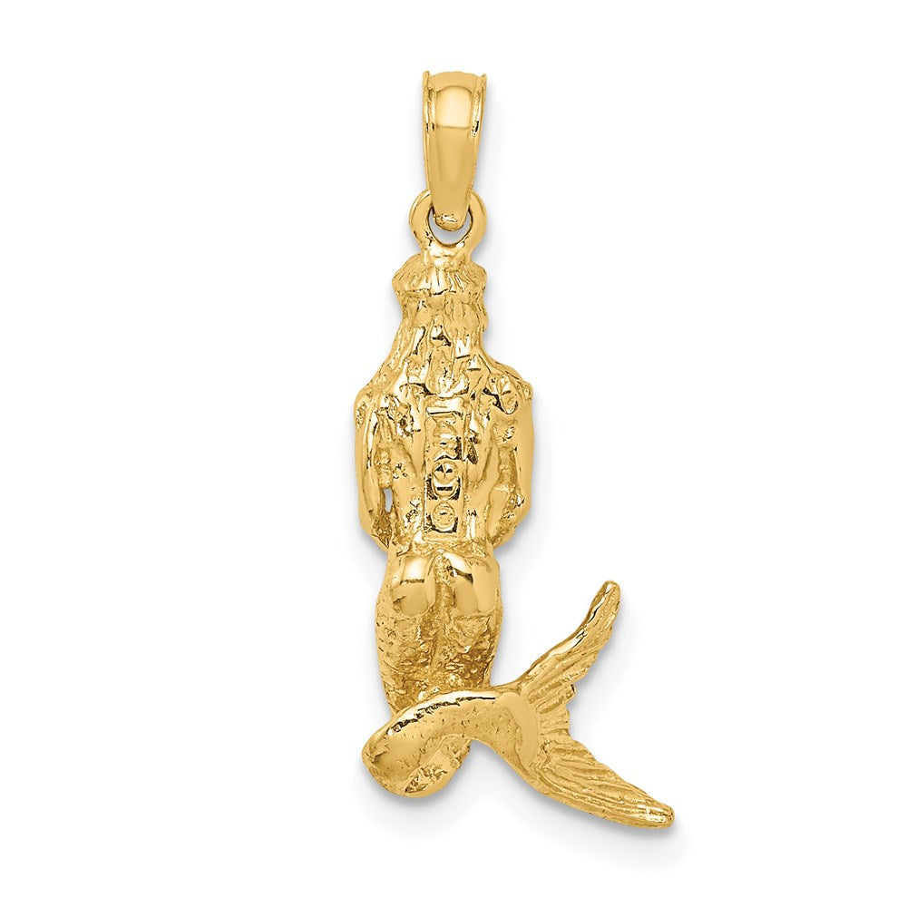 14K Gelbgold 3D-Meerjungfrau-Charm