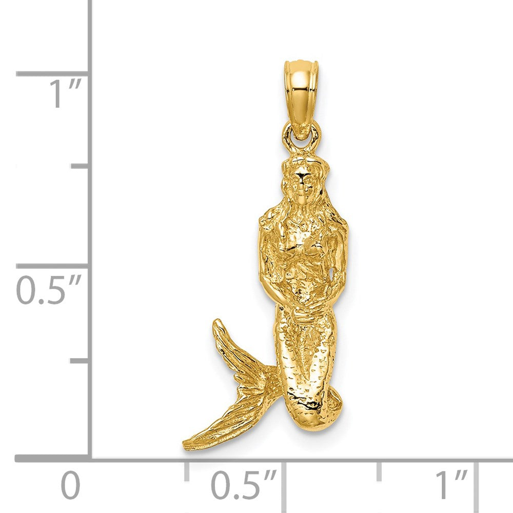 14K Gelbgold 3D-Meerjungfrau-Charm