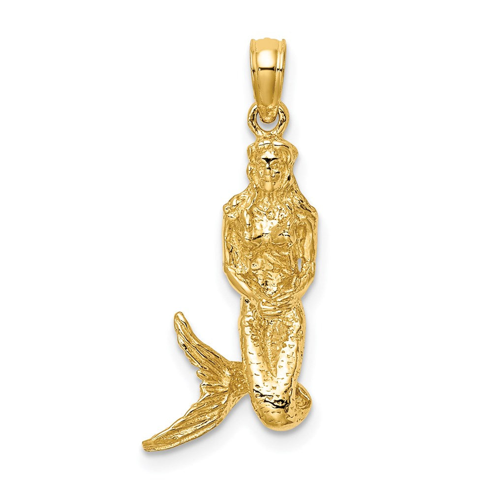14K Gelbgold 3D-Meerjungfrau-Charm