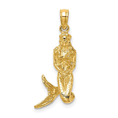 14K Gelbgold 3D-Meerjungfrau-Charm