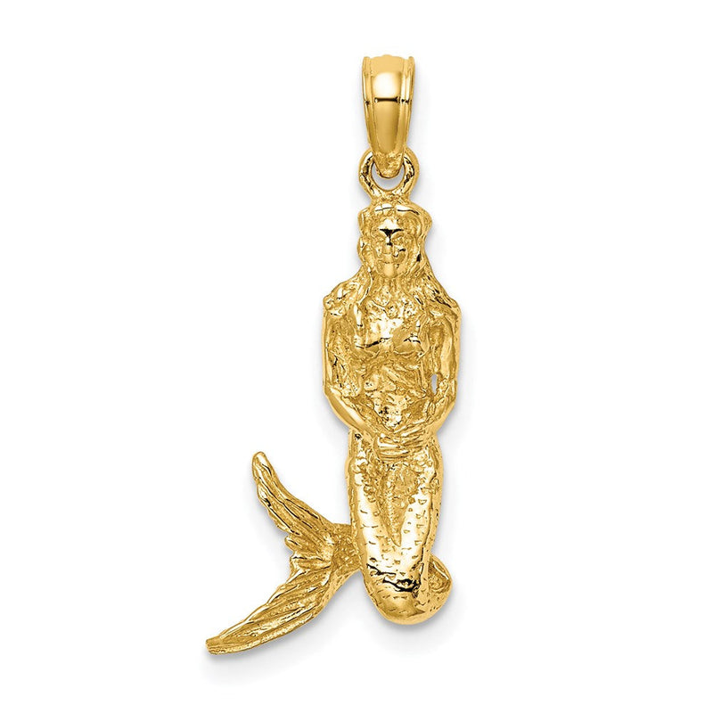 14K Gelbgold 3D-Meerjungfrau-Charm