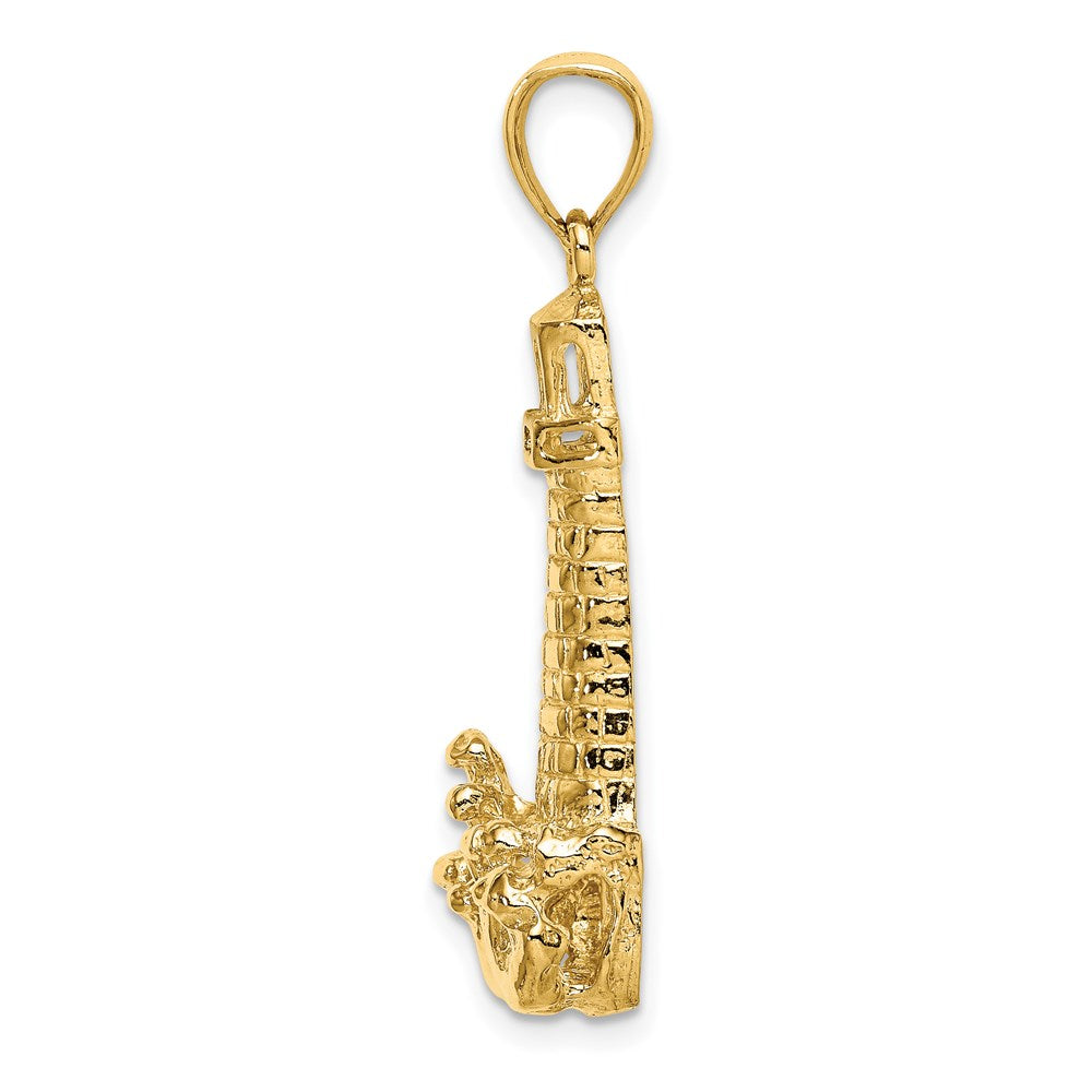 14K Gelbgold Leuchtturm-Charm mit Welle